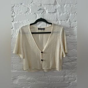 Vintage • Cream Textured Cardigan